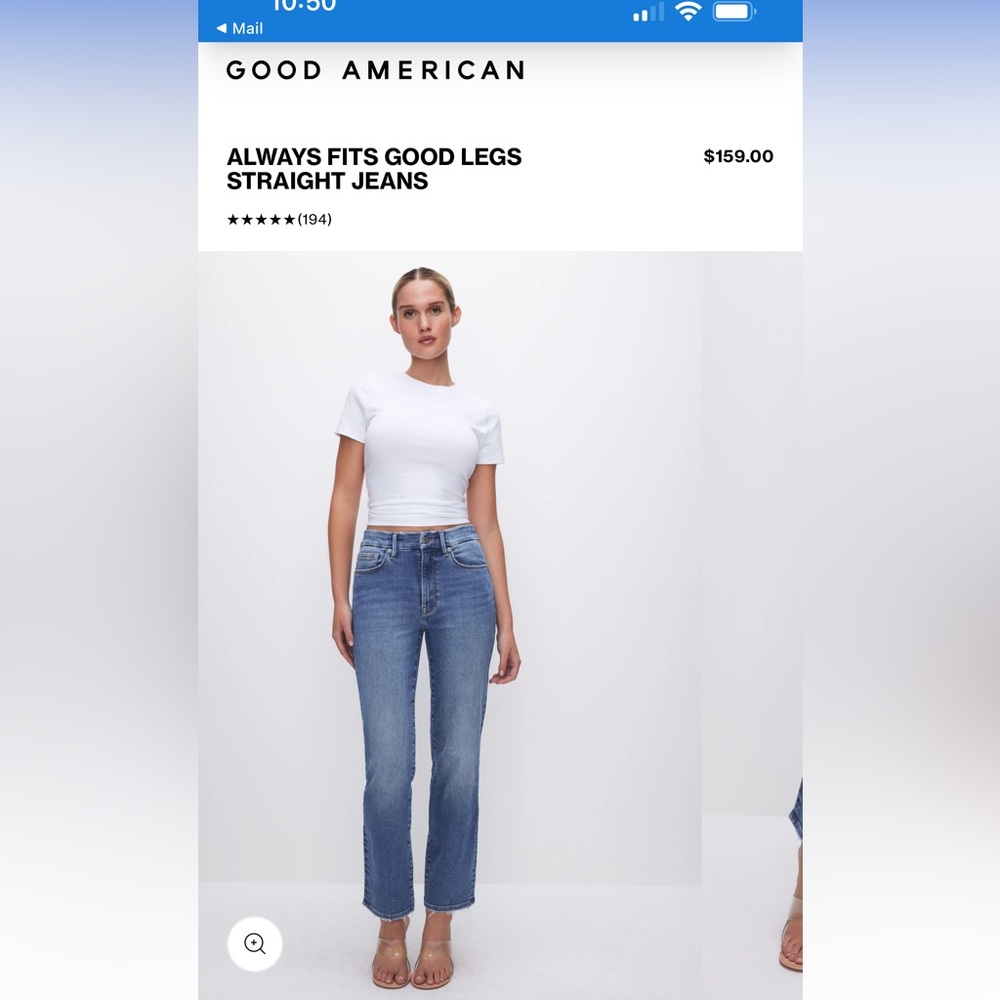 Good American Always Fits Good Legs Straight Jeans - Medium Blue